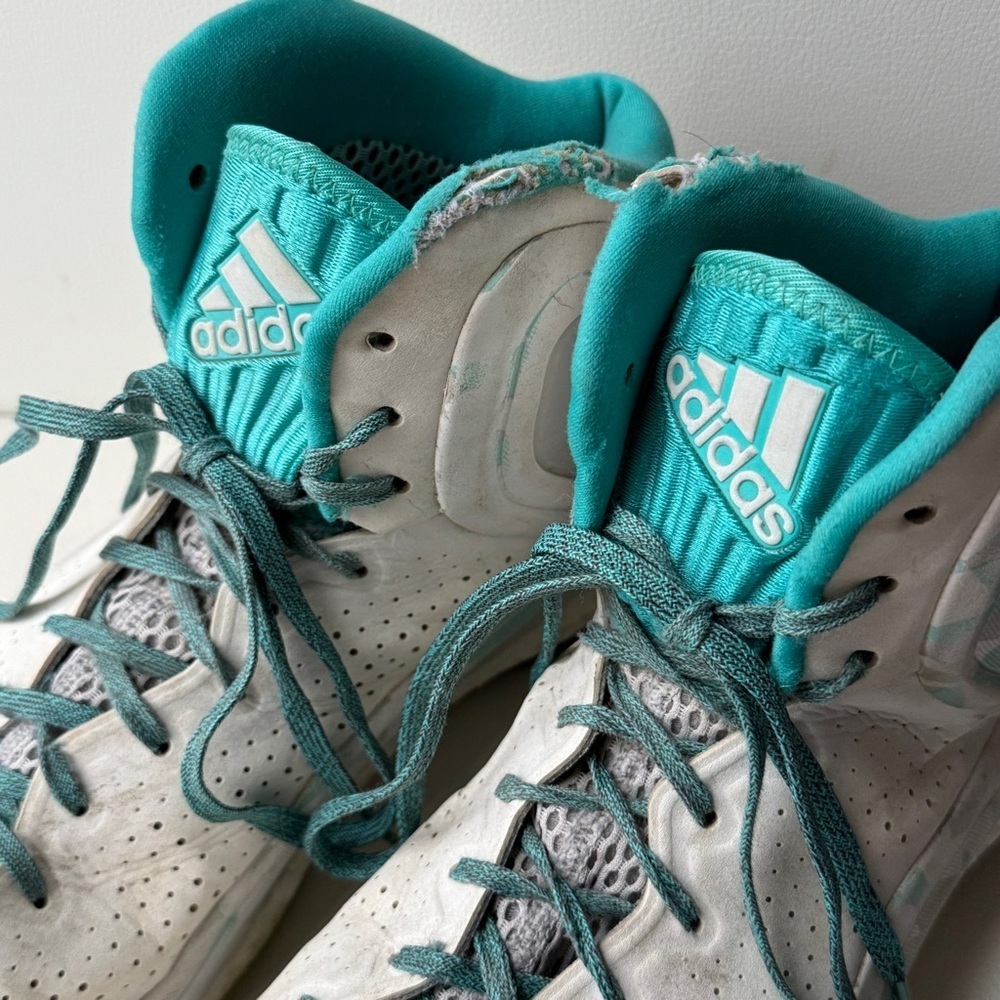 Adidas D Rose 5 Teal and White Basketball Shoes - Picture 5 of 14